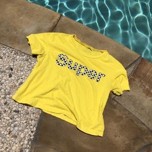 bright yellow crop top, small rip where tag was